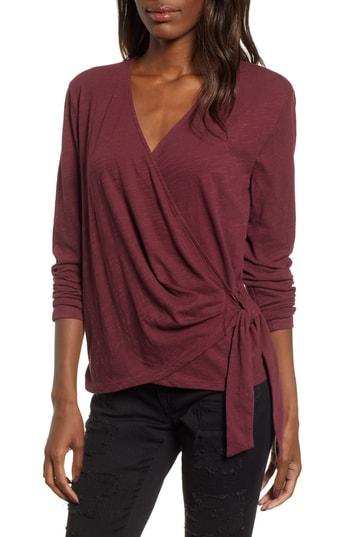 Women's All In Favor Wrap Top - Burgundy