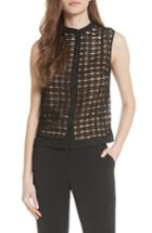 Women's Tracy Reese Windowpane Cutwork Sleeveless Blouse - Black
