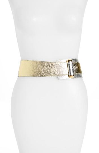 Women's Raina Vixen Leather Belt - Metallic Silver/ Gold