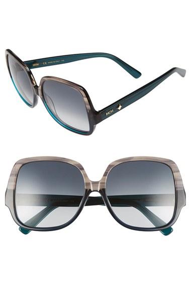 Women's Mcm 58mm Oversize Square Sunglasses - Striped Grey/ Petrol