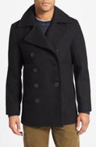 Men's Schott Nyc Slim Fit Wool Blend Peacoat, Size - Blue