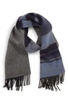 Men's Andrew Stewart Stripe Double Face Cashmere Scarf, Size - Blue