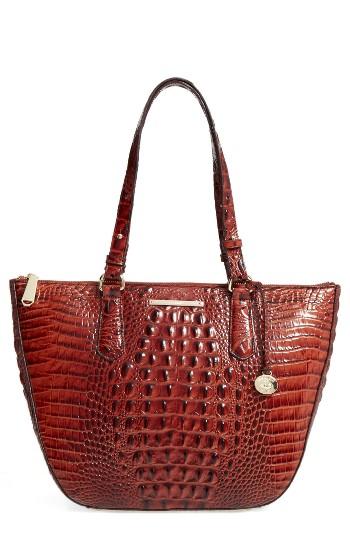 Brahmin Willa Croc Embossed Leather Tote - Brown