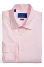 Men's David Donahue Trim Fit Houndstooth Dress Shirt - 32/33 - Pink
