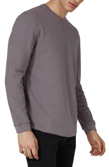 Men's Topman Waffle Knit Long Sleeve T-shirt - Purple