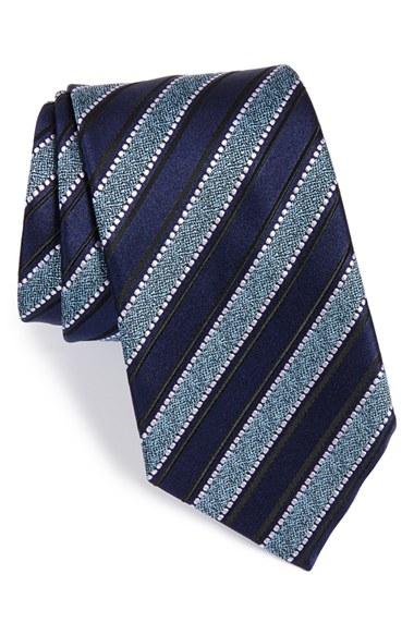 Men's Ermenegildo Zegna Stripe Silk Tie, Size - Blue