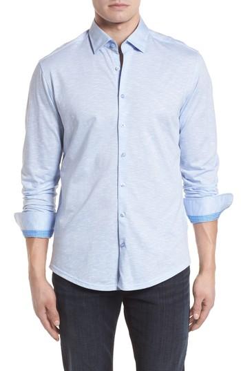 Men's Stone Rose Flame Contemporary Fit Sport Shirt (s) - Blue