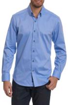 Men's Robert Graham Taner Tailored Fit Dobby Herringbone Sport Shirt, Size - Blue