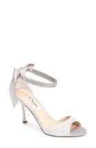 Women's Nina 'vinnie' Crystal Embellished Ankle Strap Sandal .5 M - Metallic