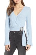 Women's Bp. Belted Surplice Top, Size - Blue