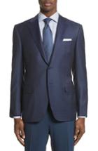 Men's Canali Classic Fit Check Wool Sport Coat Us / 46 Eu S - Blue