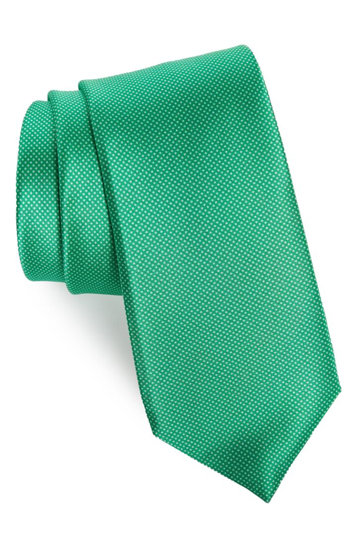 Men's Nordstrom Men's Shop Spots Silk Tie, Size - Green