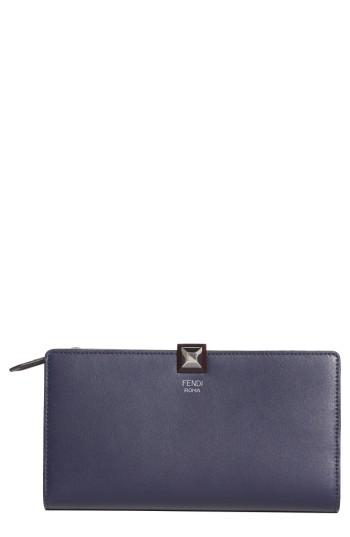 Women's Fendi Studded Continental Leather Wallet - Blue