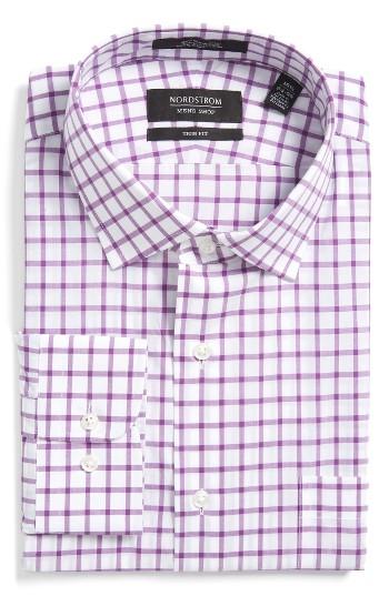 Men's Nordstrom Men's Shop Trim Fit Check Dress Shirt 34/35 - Purple