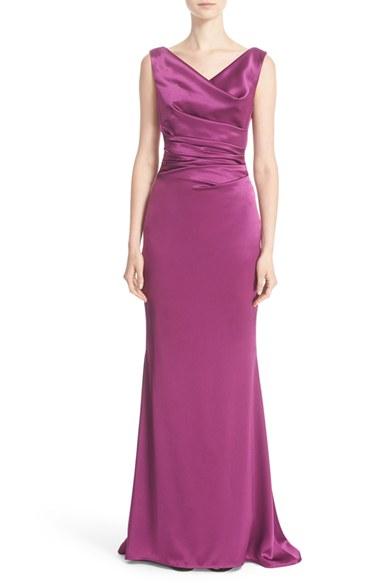 Women's Talbot Runhof Drape V-neck Matte Crepe Column Gown - Purple