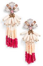 Women's Bp. Crystal Flower Beaded Tassel Earrings
