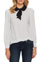 Women's Cece Refined Pin Dot Collared Tie Neck Blouse - Ivory