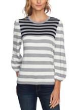 Women's Cece Stripe Blouson Sleeve Sweater, Size - Grey