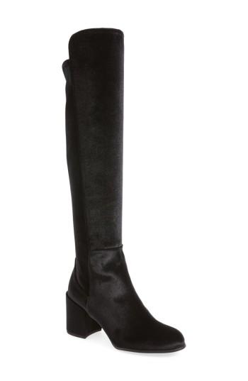 Women's Stuart Weitzman Lowjack Over The Knee Stretch Velvet Boot .5 M - Black