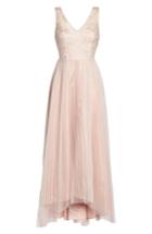 Women's Adrianna Papell Sequin Pleated Tulle High/low Gown - Pink