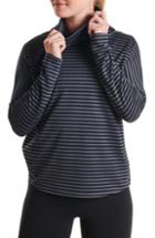 Women's Oiselle Big Stripe Mockneck Pullover - Black
