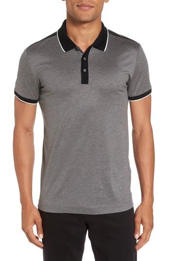 Men's Boss Orange Phillipson Slim Fit Tipped Polo, Size - Grey