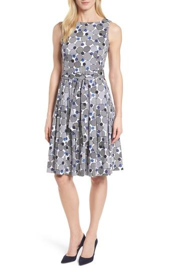 Women's Anne Klein New York Malibu Bluffs Stretch Cotton Fit & Flare Dress - Blue