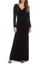 Petite Women's Vince Camuto Velvet Gown P - Black