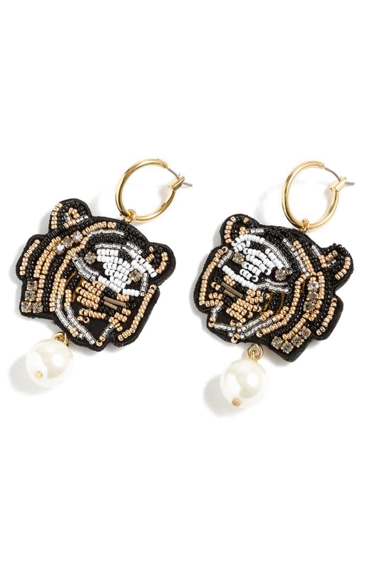 Women's J.crew Leather Back Beaded Tiger Earrings