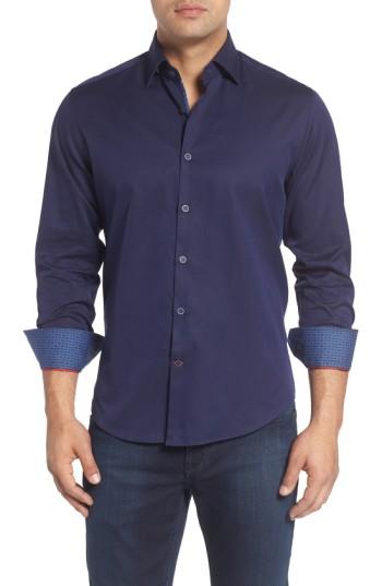 Men's Stone Rose Textured Sport Shirt (xxl) - Blue