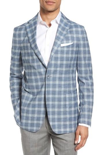 Men's Gi Capri Classic Fit Plaid Wool Sport Coat S Eu - Grey