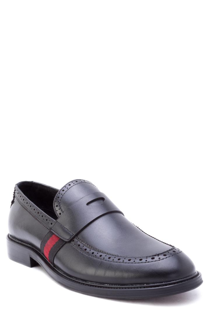 Men's Zanzara Hensel Brogued Penny Loafer .5 M - Black