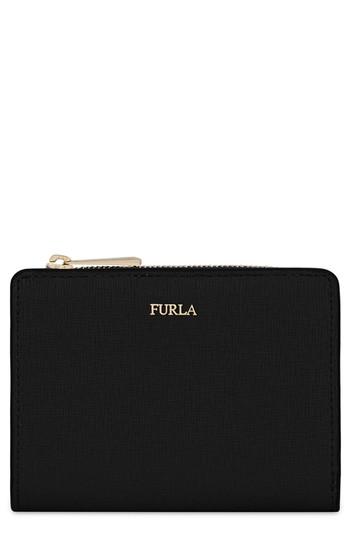 Women's Furla Small Babylon Saffiano Leather Zip Around Wallet - Black