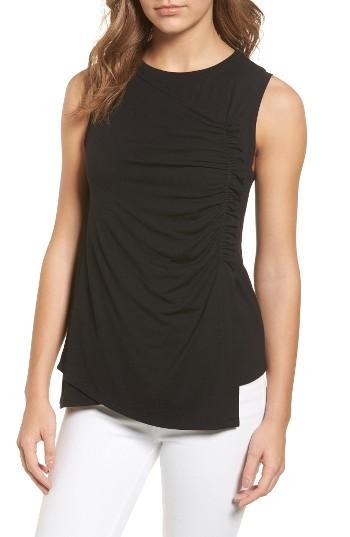 Women's Halogen Ruched Drape Front Tank - Black