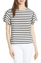 Women's Kate Spade New York Flutter Sleeve Stripe Tee, Size - Black