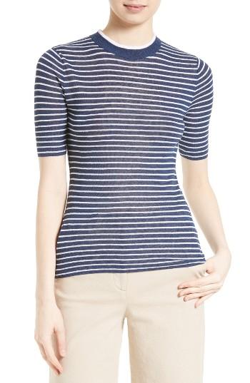 Women's Theory Hemitza Stripe Linen Blend Top