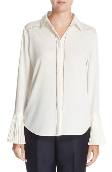 Women's Nordstrom Signature And Caroline Issa Pleated Cuff Silk Blouse