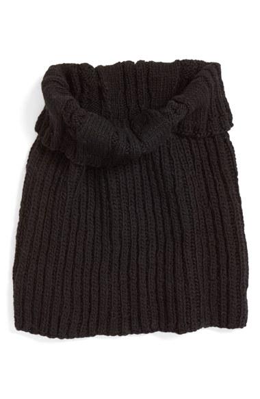Women's Nirvanna Designs Oversize Cable Knit Wool Infinity Scarf, Size - Black