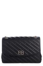 Balenciaga Matelasse Calfskin Leather Shoulder Bag - Black