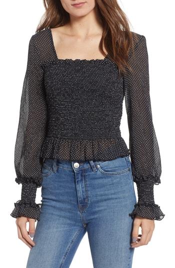 Women's The East Order Chloe Dot Ruffle Top - Black