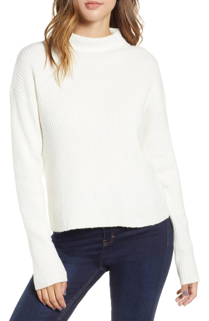 Women's Bp. Ribbed Funnel Neck Sweater - Ivory