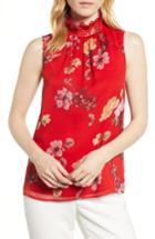 Women's Vince Camuto Garden Fleur Ruffle Neck Blouse, Size - Red