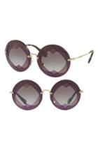 Women's Miu Miu 62mm Layered Heart Round Sunglasses - Violet Gradient