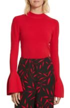 Women's Diane Von Furstenberg Flutter Sleeve Mock Neck Sweater, Size - Red