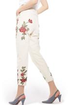 Women's Topshop Rose Embroidered Mom Jeans X 30 - Ivory