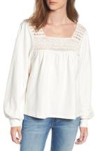 Women's Hinge Crochet Trim Sweatshirt, Size - Ivory