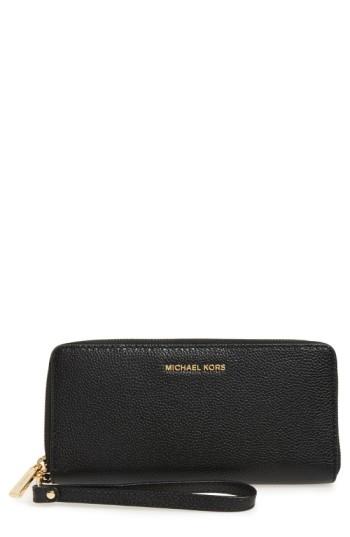 Women's Michael Michael Kors 'mercer' Leather Continental Wallet - Black