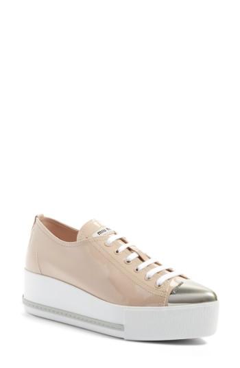 Women's Miu Miu Platform Pointy Cap Toe Sneaker .5us / 39.5eu - Beige