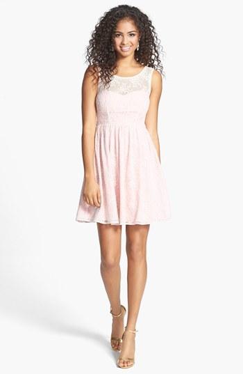 A. Drea Illusion Yoke Lace Dress (juniors) Pink