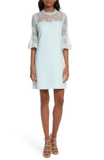 Women's Ted Baker London Raechal Lace Sleeve A-line Dress - Blue